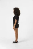 Blackpink Jennie Signature Siyah Kadın V yaka Tshirt - 3