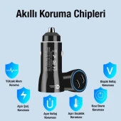 ALLY TE-P61 2 Type-c Çıkışlı Araç İçi Çakmaklık 60W Hızlı Şarj Başlığı Siyah thumbnail 6