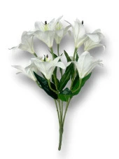 Nettenevime Yapay Çiçek Islak Lilyum Beyaz Renk 9 Çiçekli 55cm Gerçeksi Doku A Kalite thumbnail 1