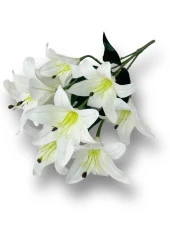 Nettenevime Yapay Çiçek Islak Lilyum Beyaz Renk 9 Çiçekli 55cm Gerçeksi Doku A Kalite thumbnail 2