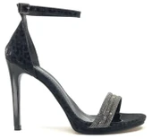 Feles Üç Şerit Taş Detaylı Tek Bant Platform 11 cm İnce Topuklu Kadın Ayakkabı thumbnail 14