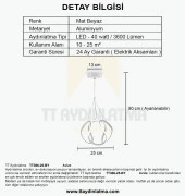 TT Aydınlatma TT306-25-BY  Orta Kavis Mat Beyaz Ledli Avize thumbnail 4