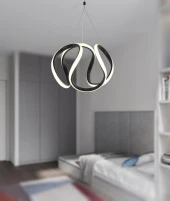 TT Aydınlatma TT306-25-SY  Orta Kavis Mat Siyah Ledli Avize thumbnail 3