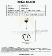 TT Aydınlatma TT306-25-SY  Orta Kavis Mat Siyah Ledli Avize thumbnail 4