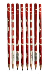 Türk Bayraklı Yuvarlak Kurşun Kalem 8 Adet 1 Paket Fatih Kurşun Kalem 2B Siyah Kurşun Kalem Penguen Desenli 2 B Kalem - 3