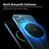 Spigen MagFit (7.5W) Manyetik Kablosuz Şarj Cihazı iPhone için MagSafe özellikli ArcField Black - ACH02190 - 2