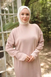 TESETTÜR Reglan kollu triko elbise LILA - 1