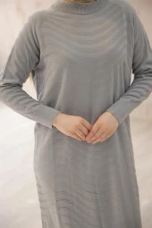 Oversize Triko Elbise GRİ - 4