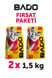 Bado Yetişkin Kedi Maması Etli Biftekli 1,5 Kg 2'li - 2