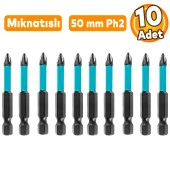 10 Adet Mıknatıslı Bits Uç Ph2 50 mm Vida Sökme 5 Cm Yıldız Matkap Vidalama Ucu S2 Çeliği thumbnail 1