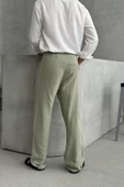 Erkek Beli Lastikli Baggy Kalıp Keten Pantolon - 4