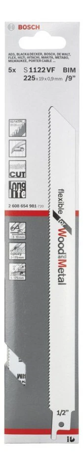 Bosch - Flexible Serisi Ahşap Ve Metal için Panter Testere Bıçağı S 1122 VF - 5'li - 2