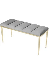 Vesta Gold Gri-kapitoneli Model Puf&bench&koltuk-oturak-uzun Makyaj Puff-yatak Odası Ucu&önü - 2