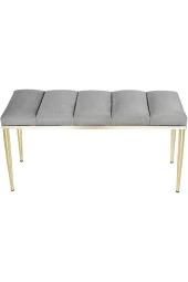 Vesta Gold Gri-kapitoneli Model Puf&bench&koltuk-oturak-uzun Makyaj Puff-yatak Odası Ucu&önü - 3