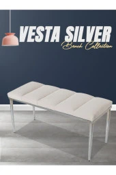 Vesta Sılver Krem-kapitoneli Model Puf&bench&koltuk-oturak-uzun Makyaj Puff-yatak Odası Ucu&önü - 1