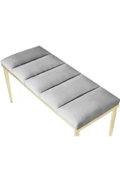 Vesta Gold Gri-kapitoneli Model Puf&bench&koltuk-oturak-uzun Makyaj Puff-yatak Odası Ucu&önü - 5