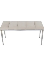 Vesta Sılver Krem-kapitoneli Model Puf&bench&koltuk-oturak-uzun Makyaj Puff-yatak Odası Ucu&önü - 3