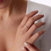 8 Ayar Kalp Desenli Minimal Günlük Altın Kadın Yüzük - 2