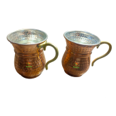 Bakır Ayran Bardağı Osmanlı Kültür Su Bardağı Bakır bardak Kalaylı Bakır bardak 6 adet set Bakır bardak Safir Çay Kazanlar - 6