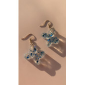 Şeffaf Parlak Mavi Glitter Süslemeli Simli Ve Pullu Kelebek Model Epoksi Küpe El Yapımı Hediyelik thumbnail 6