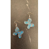 Şeffaf Parlak Mavi Glitter Süslemeli Simli Ve Pullu Kelebek Model Epoksi Küpe El Yapımı Hediyelik thumbnail 8