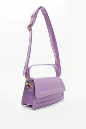 VELSE Özel Renk El Ve Kol Çantası Olarak Tasarlanmış Suni Deri Bayan Omuz Çantası VELSE.MOİ.LİLA thumbnail 3