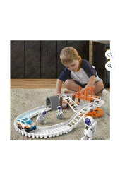 Oyuncak Uzay Pist Astronot Arabası 15 Parça Space Toys & Pilli Uzay Aracı Astronotlu Araba Seti - 1