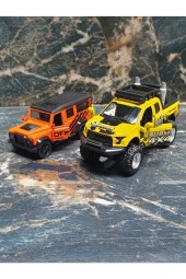 2 Araçlı Set Metal Sesli Ford-150 Jeep Kamyonet Oyuncak Model Landrover Arazi Pickup Jip thumbnail 4