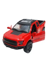 Metal Model Araba Kapıları Aç Kapa Çek Bırak Hareket Eden Arazi Aracı Pickup Kırmızı Ford Raptor - 1