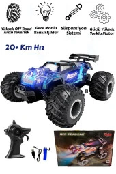 Uz. Kumandalı Araba Şarjlı 22 Cm Işıklı Drift 4x2 20 Km Hız Yapan Off Road Arazi ARacı Jip - 3
