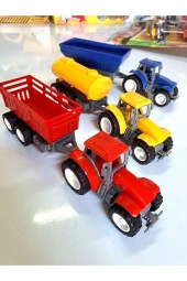 Oyuncak Araba Çiftlik Araçları Römorklu Traktör, Su Tankeri, Saman Taşıyıcı 3 Lü Set - 1