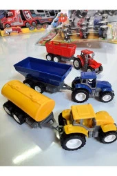 Oyuncak Araba Çiftlik Araçları Römorklu Traktör, Su Tankeri, Saman Taşıyıcı 3 Lü Set - 2