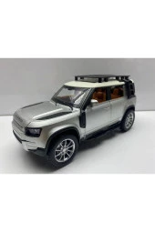 Land Rover Defender Metal Araba 23 Cm Sesli Işıklı Kapılar Bagaj Kaput Açılır Oyuncak Demir Araç - 1