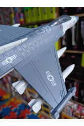 F16 Uçak Cobra Fighter Power Aırforce Çekbırak  Savaş Uçağı Metal Işıklı Sesli - 2