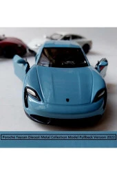 Porsche Taycan Turbo S Kasa 1.36 Diecast Orjinal 2022 Uyumlu Metal Araba Pullback Kapıları Açılır - 4