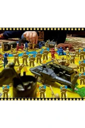 Tank Asker Set Oyun Halısı 50 Parça 2 Paket Birden Komando Uçak Kale Helikopter Oyuncak - 2