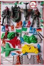 Asker Strateji Oyun Seti 41 Parça 2 Paket Komando Uçak Kano Çit Bayrak Tank Duvar Oyuncakları - 1