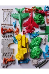 Asker Strateji Oyun Seti 41 Parça 2 Paket Komando Uçak Kano Çit Bayrak Tank Duvar Oyuncakları - 2