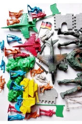 Asker Strateji Oyun Seti 41 Parça 2 Paket Komando Uçak Kano Çit Bayrak Tank Duvar Oyuncakları - 3