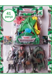 Asker Strateji Oyun Seti 41 Parça 2 Paket Komando Uçak Kano Çit Bayrak Tank Duvar Oyuncakları - 4