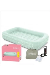 Şişme Çocuk Yatağı Seyahat Tatil Otel Şişme Hava Yatak Seti Yıldız Desenli Çadır Kamp Yatağı - 1