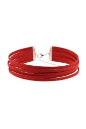Kırmızı Renk Kadın Süet Choker - 2