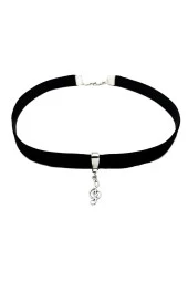 Siyah Kadife Kadın Sol Anahtarı Choker Kolye - 1