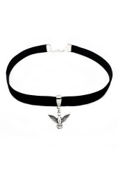 Albatros Kuşu Siyah Kadife Kadın Choker Tasma Kolye - 1