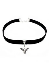 Albatros Kuşu Siyah Kadife Kadın Choker Tasma Kolye - 2