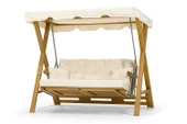 Ahşap Bahçe Salıncağı Meda Iroko Krem Yataklı ve Ayak Sehpalı - 1
