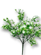 Nettenevime Yapay Çiçek Plastik Yeşil Beyaz Cipso Tohumcuk Demeti 5 Dallı Gelin Çiçeği Ve Aranjman Aradal Çiçeği thumbnail 2