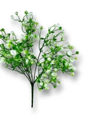 Nettenevime Yapay Çiçek Plastik Yeşil Beyaz Cipso Tohumcuk Demeti 5 Dallı Gelin Çiçeği Ve Aranjman Aradal Çiçeği thumbnail 3