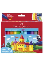 12 Renk Jumbo Keçeli Kalem 1 Paket 12 li Jumbo Keçe Uçlu Kalem Süper Yıkanabilir Baskıya Dayanıklı Ekstra Yumuşak Leke Yapmayan - 1