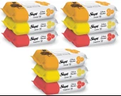 Sleepy Islak Havlu Mendil Meyve Çeşitleri 90 Yaprak (9 Lu Set) Plastik Kapaklı (Citrus Garden) - 1